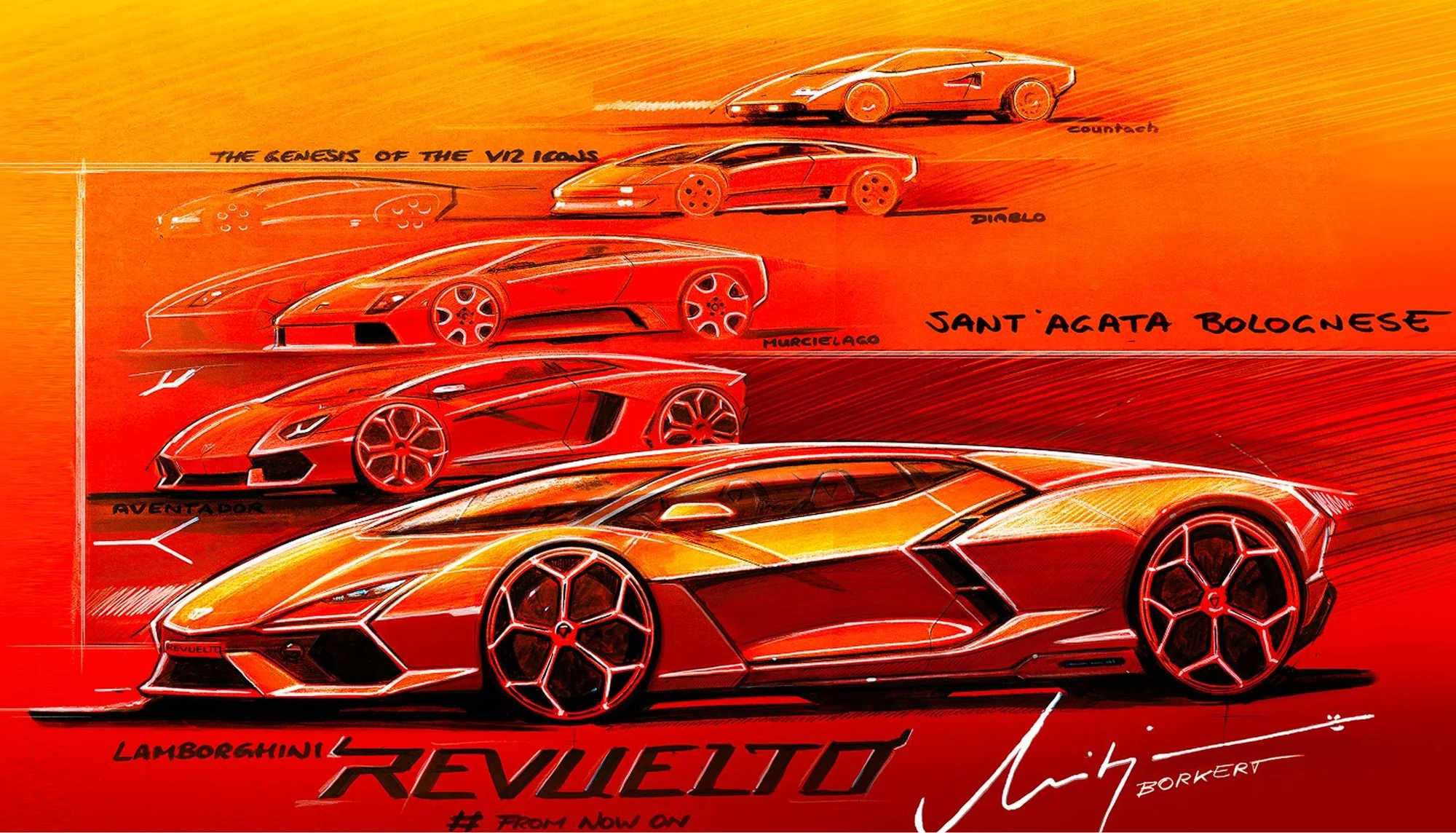 Lamborghini Revuelto – bản phác thảo thiết kế