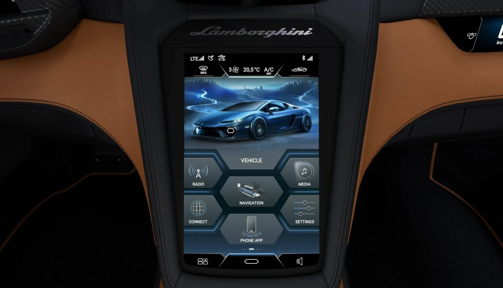 Lamborghini Temerario – màn hình trung tâm