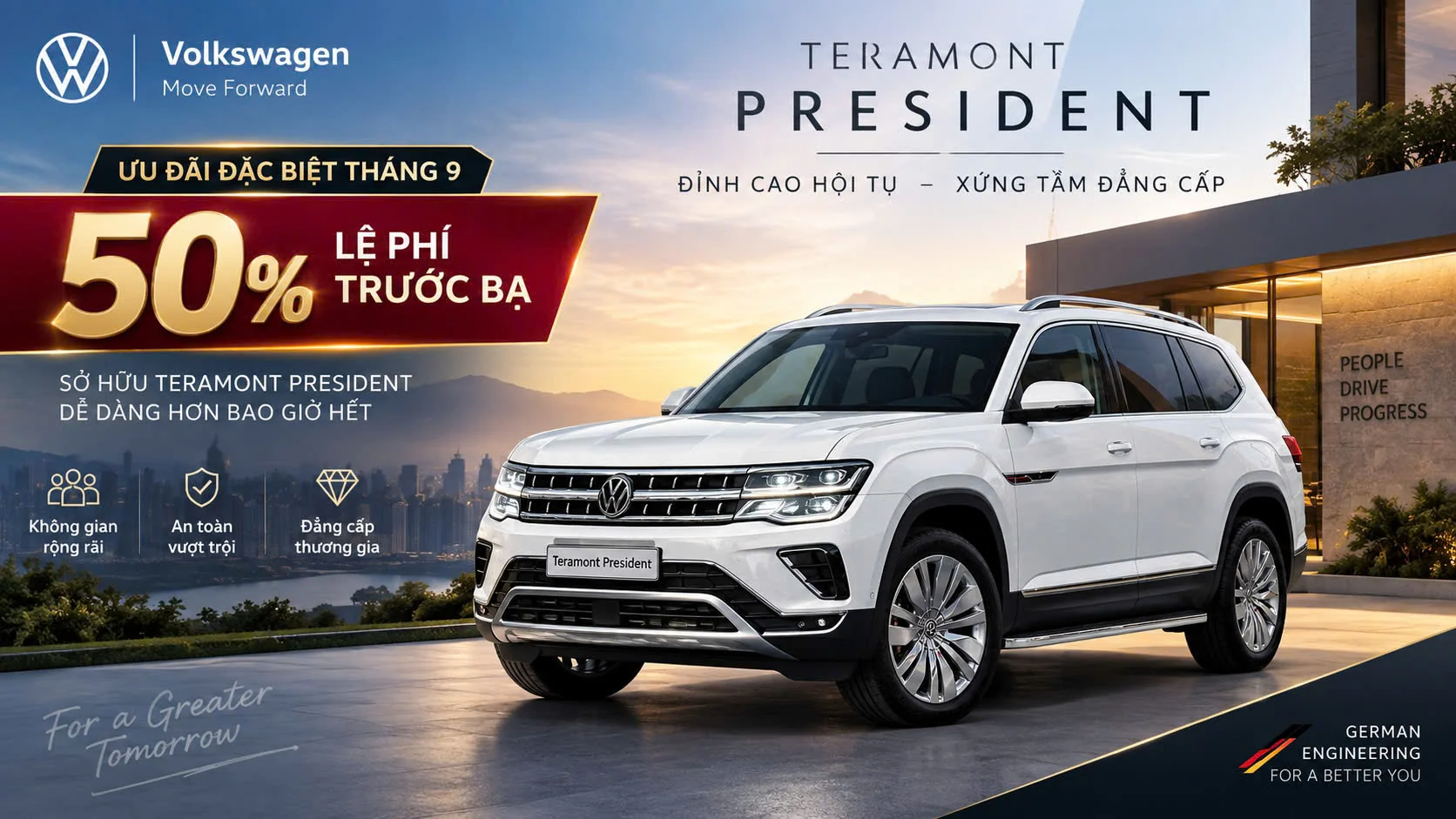 Ưu đãi hơn 50% lệ phí trước bạ Volkswagen Teramont President tháng 9/2026
