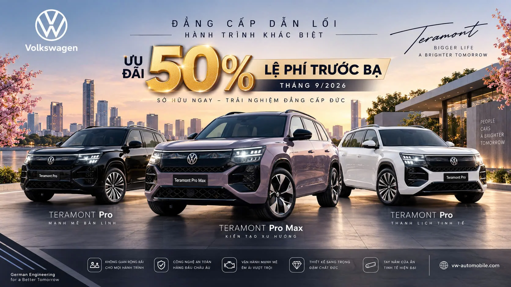 Ưu đãi hơn 50% lệ phí trước bạ Volkswagen Teramont Pro 2026