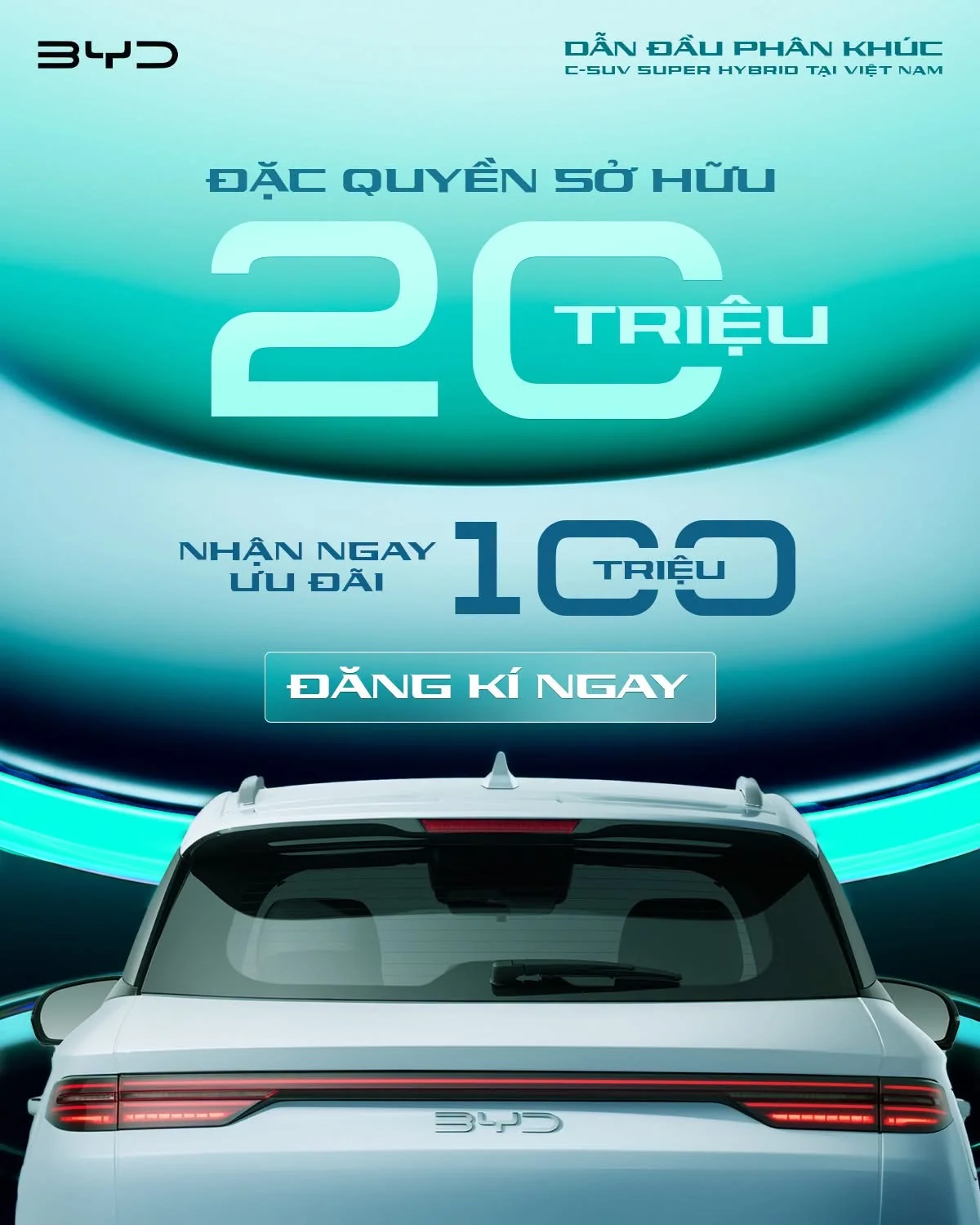 Banner chương trình BYD Sealion 5 DM-i: “20 triệu giữ chỗ – Tổng giá trị ưu đãi 100 triệu đồng