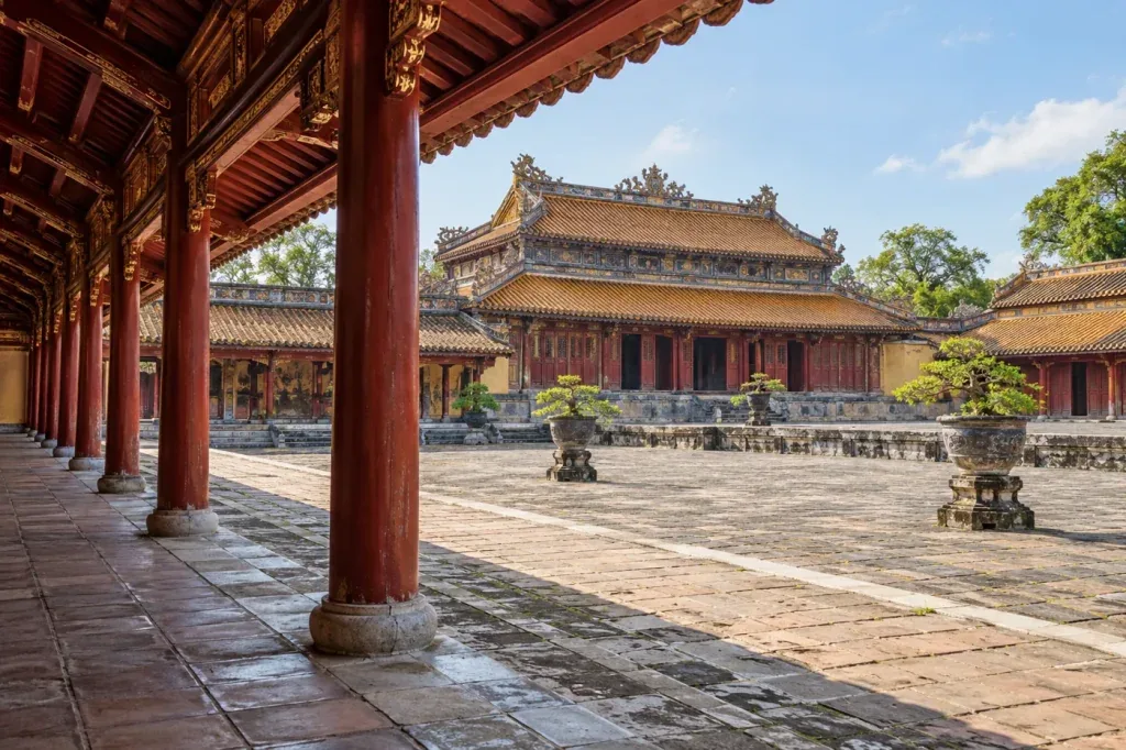 AI illustration: Nguyen-style palace courtyard