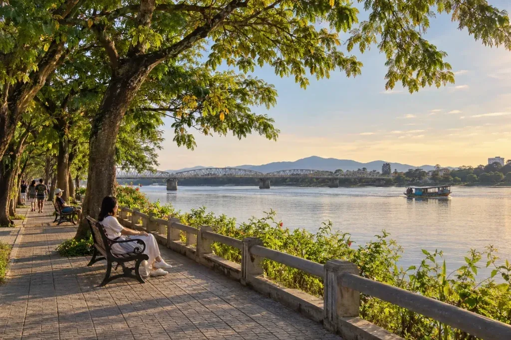 AI illustration: A public riverside walking path