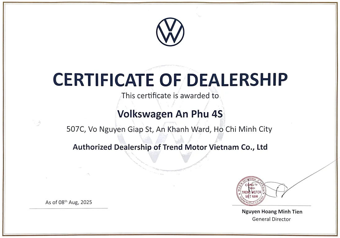 Chứng nhận đại lý Volkswagen An Phú